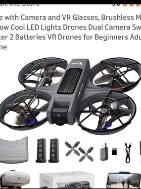 Gray FPV Camera Drone with Dual Batteries